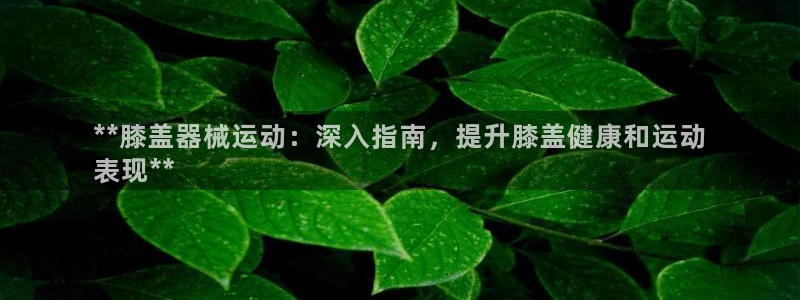 尊龙凯时官方网页：**膝盖器械运动：深入指南，提升膝盖健康和